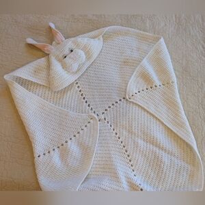 Vintage Handmade Baby Crochet Bunny Easter Blanket
